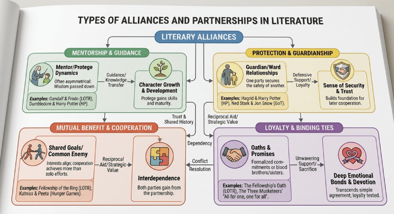 Types of Alliances and Partnerships in Literature — strategic, protective, friendship, and mentor-student