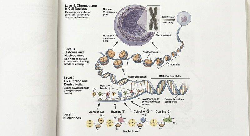 DNA packaging — from double helix to chromatin to chromosome inside the cell nucleus