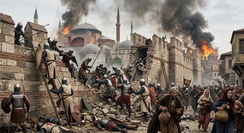 The Fourth Crusade's sack of Constantinople fatally weakened the Byzantine Empire.