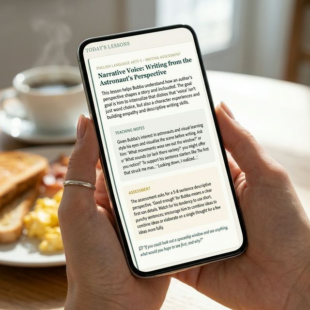 Morning teacher guide email on a phone